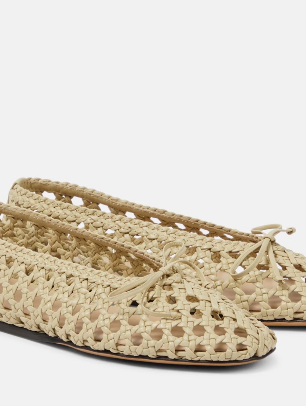 Woven Ballet Flats in Natural Straw